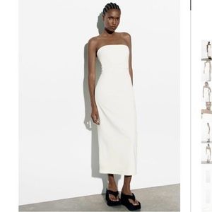 ZARA WHITE STRAPLESS DRESS